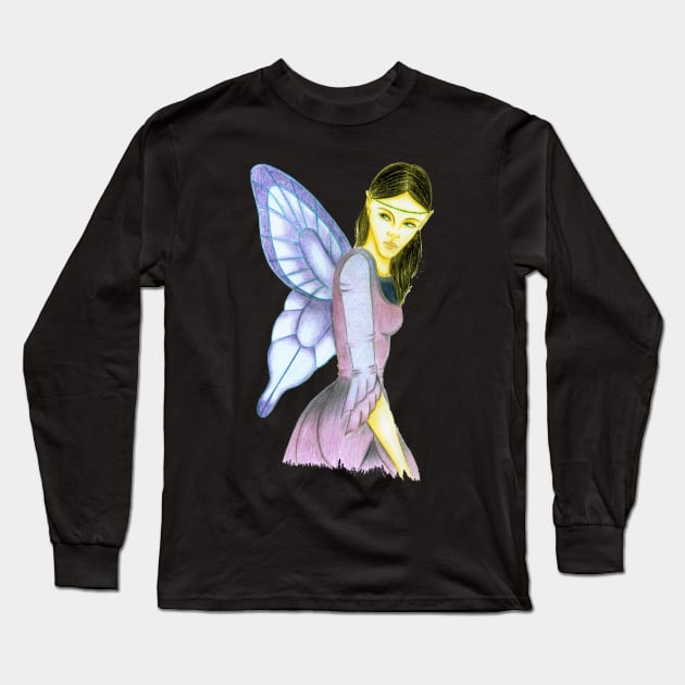 Fluttering Fairy- Bright Red Long Sleeve T-Shirt by EarthSoul